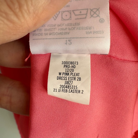 JANIE & JACK Salmon Pink Girls Formal Pleated Sleeveless Dress, 12 - Picture 5 of 7